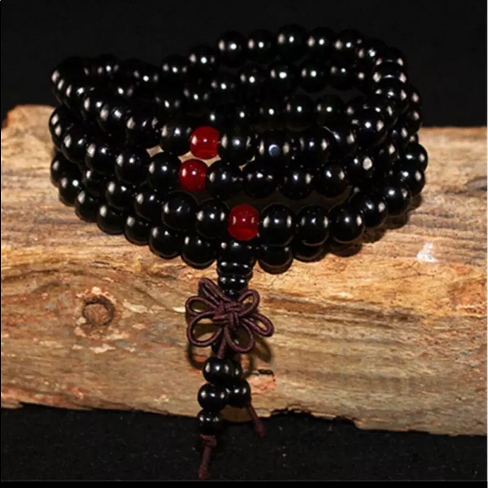 NEW Mala 8mm Unisex 108 Bead Strand 20" Elastic Wrap Cord Zen Prayer Meditation - Picture 2 of 10